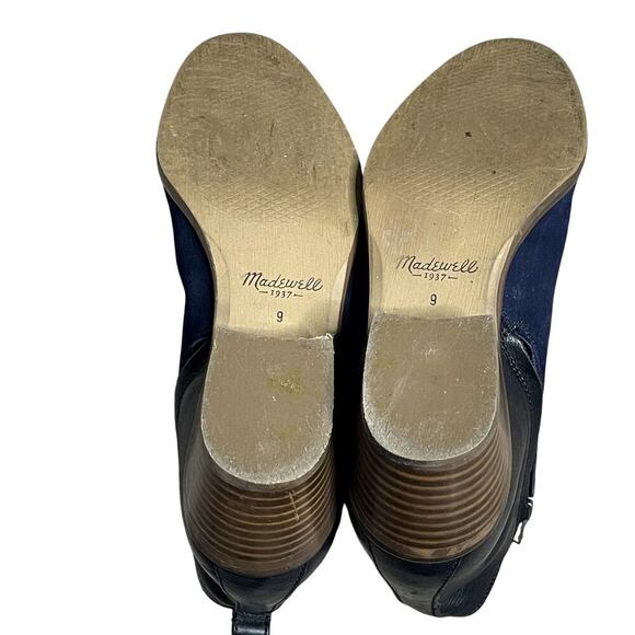 MADEWELL BLUE AND BLACK CHARLEY ANKLE LEATHER BOOTS SIZE 9 - Picture 6 of 7